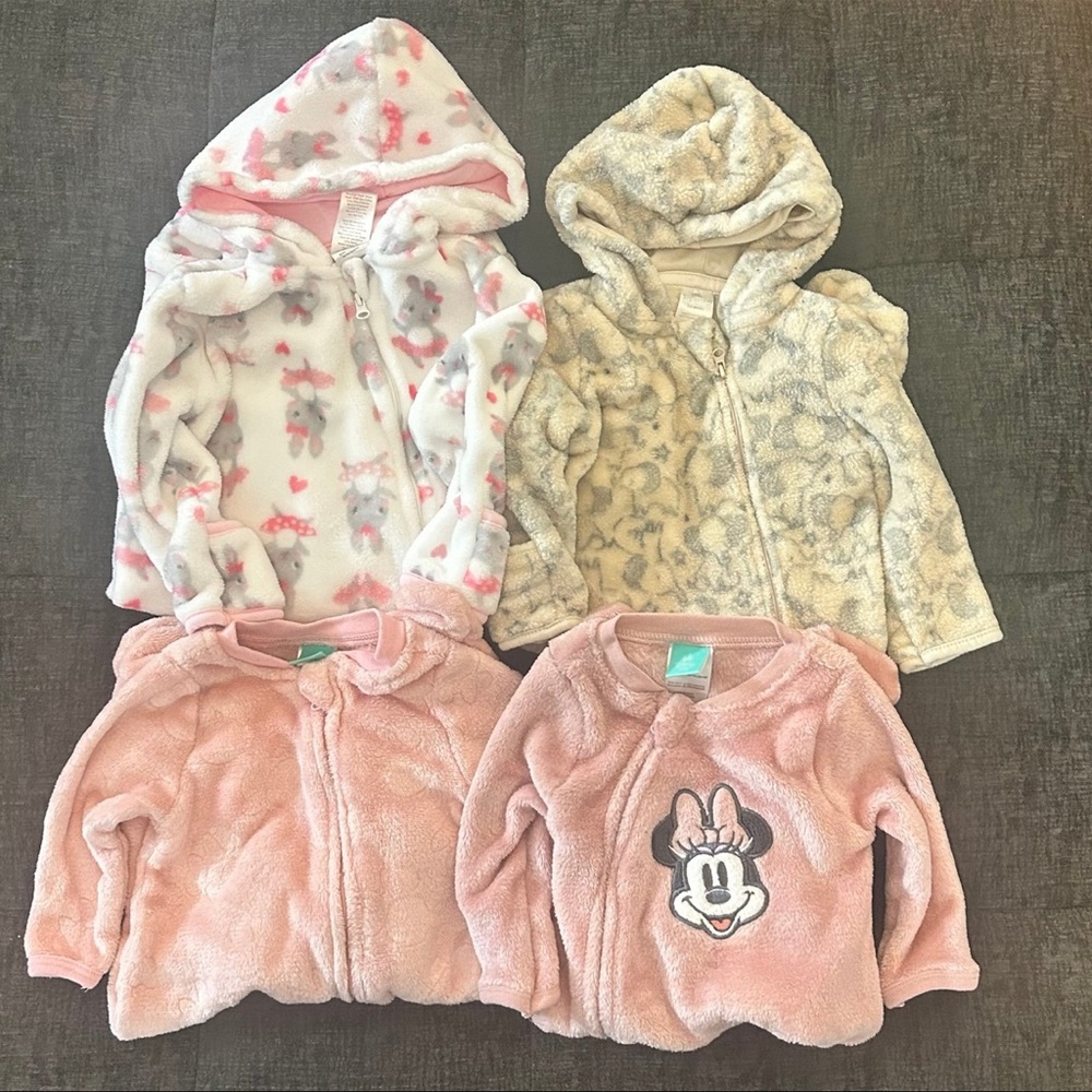Baby Girl Fleece Bunting Bundle Sz 3/6  6/9 Mos